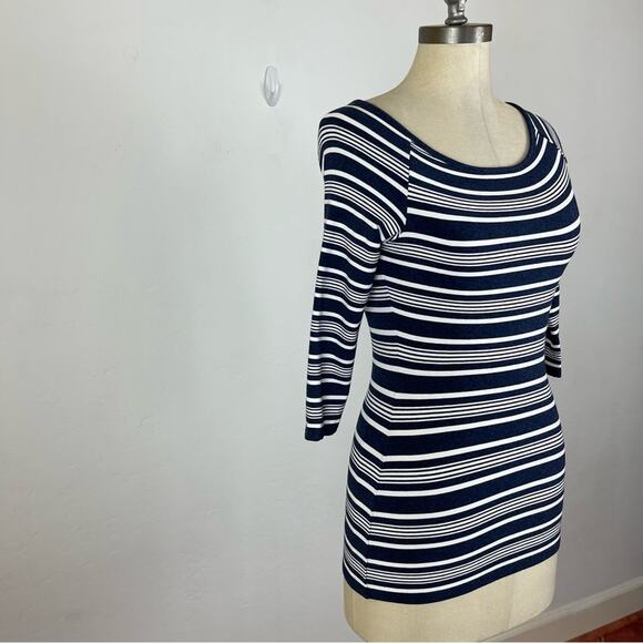 Theory Stripe Ennalyn Elevate Knit Off Shoulder Top - Picture 2 of 8